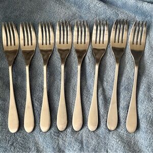 Eight (8) KNORK Stainless Steel Dinner Forks- Matte Finish